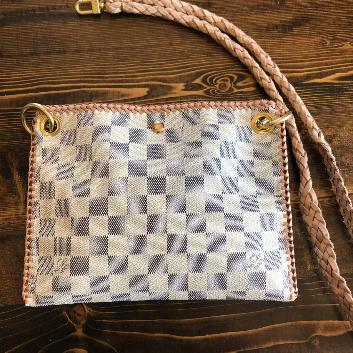 The Nuthatch - Vintage Damier Azur Shoulder Bag with Gold