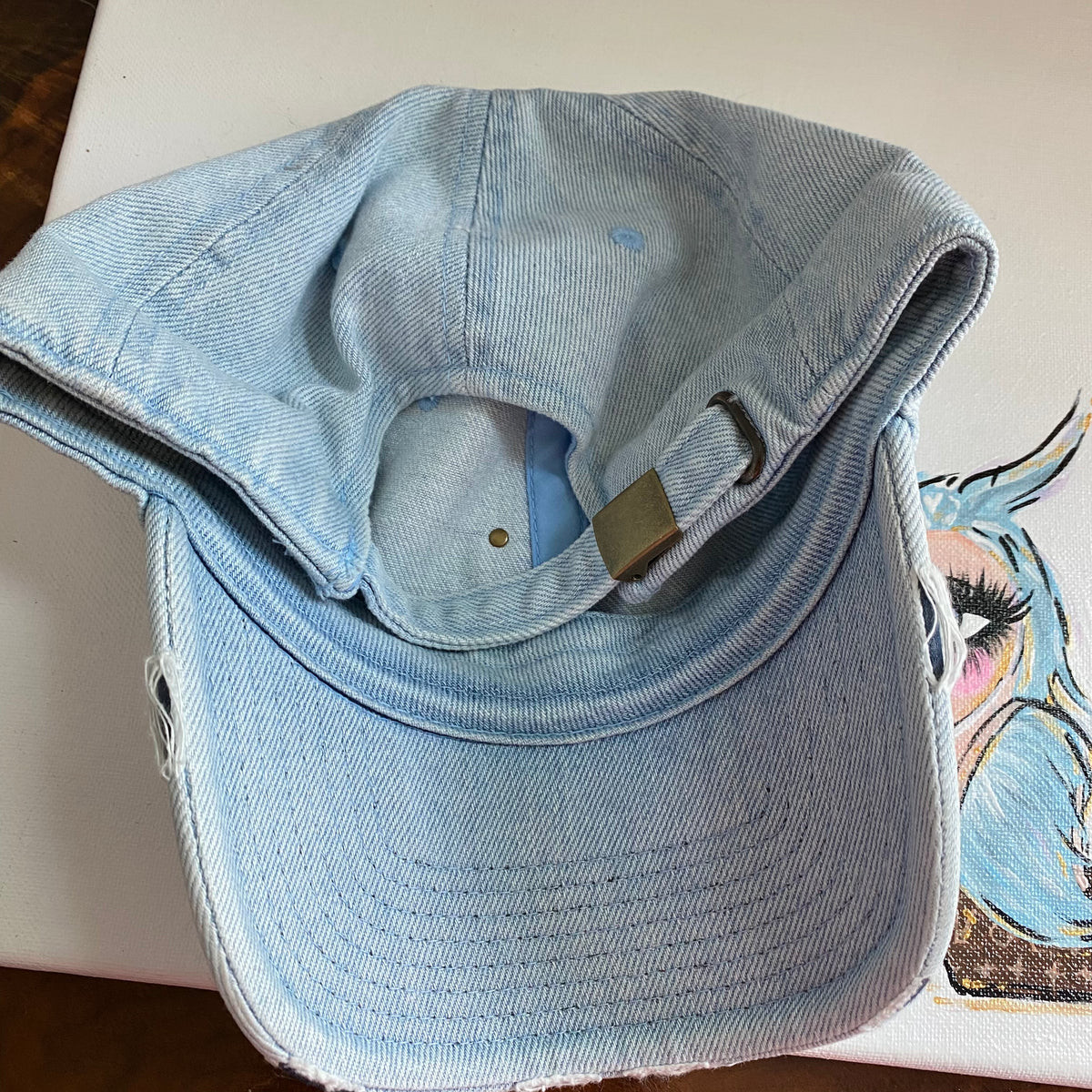 Grey Upcycled Distressed Denim Baseball Hat