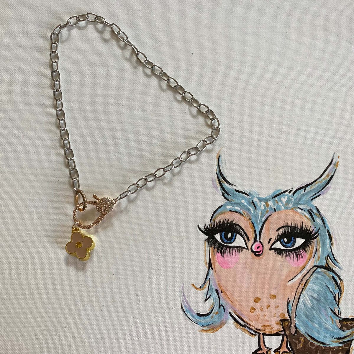 LV Blush Quatrefoil Charm Necklace with fun Rose Gold Clasp – Beauty Bird  Vintage