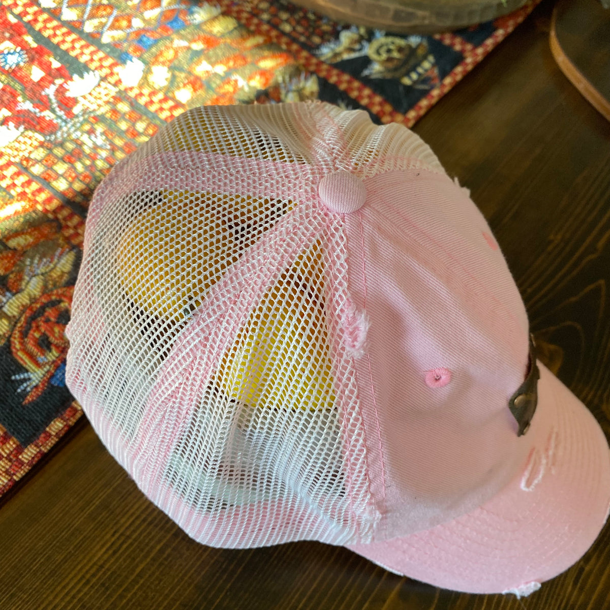 Pink Colored Distressed Trucker Hat - LV – Beauty Bird Vintage