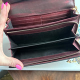 The Junco Wallet on Chain - Vintage Lovely Heart GG in Bordeaux