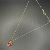 Red Blingy Heart Dior Pendant on Gold-Filled Link Chain Necklace