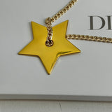 Gold Star Dior Pendant on Gold-Filled Cuban Chain Necklace