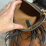 The Junco Crossbody - Vintage Monogram in Black Fringe