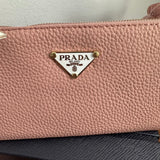 Pink Leather Wristlet Bag - w/Upcycled Prada Tag