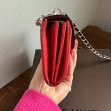 The Junco Wallet on Chain - Vintage LV Mahina in Red Leather