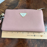 Pink Leather Wristlet Bag - w/Upcycled Prada Tag