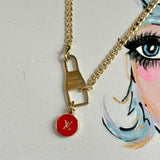 Upcycled LV Necklace/Earring Set in Red