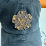 Upcycled Shamrock LV Patch on Distressed Black Hat