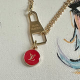 Upcycled LV Necklace/Earring Set in Red