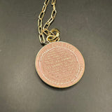 Large Pale Pink LV Trunks & Bags Pendant on Gold-Filled Paperclip Chain Necklace