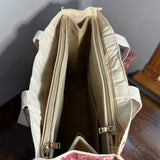 The Tote Bag - Canvas Dior in Cream/Deep Red