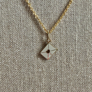 Repurposed LV Envelope Heart Charm Necklace