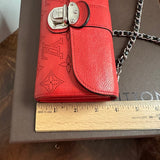 The Junco Wallet on Chain - Vintage LV Mahina in Red Leather