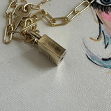 Key to My Heart - Brass LV Padlock & Key - Double Layer Necklace