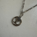 Repurposed LV Charm on WHITE Gold-Filled Necklace (SILVER)