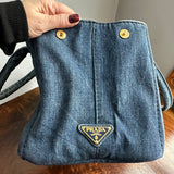 The Albatross Shoulder Bag in Blue Denim Prada