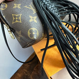 The Junco Crossbody - Vintage Monogram in Black Fringe