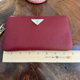 Deep Red Leather Wristlet Bag - w/Upcycled Prada Tag