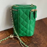 Button Bag - Quilted Green Phone Crossbody with Gucci GG Button