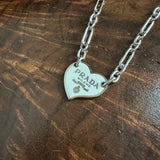 Small Prada Heart Bag Tag Necklace