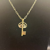 Authentic LV Key on Gold-Filled Paperclip Chain Necklace