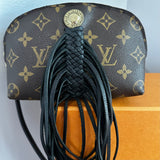 The Junco Crossbody - Vintage Monogram in Black Fringe