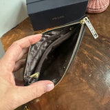 Black Leather Wristlet Bag - w/Upcycled Prada Tag