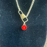 Upcycled LV Necklace/Earring Set in Red