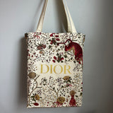 The Dior Tote Bag - Printed Canvas Deep Red/Gold