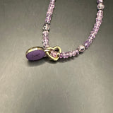 Purple LV Pendant on Amethyst Beaded Necklace