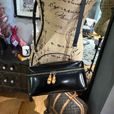 The Junco Crossbody/Clutch - Larger Vintage Gucci Bamboo Cosmetic Bag in Black Leather