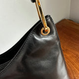 The Grackle - Vintage Gucci Bamboo Shoulder Bag in Black Leather