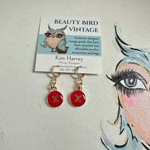 Upcycled LV Earrings in Red