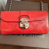 The Junco Wallet on Chain - Vintage LV Mahina in Red Leather