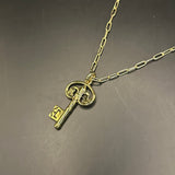 Authentic LV Key on Gold-Filled Paperclip Chain Necklace