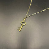 Authentic LV Key on Gold-Filled Paperclip Chain Necklace