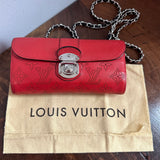 The Junco Wallet on Chain - Vintage LV Mahina in Red Leather