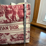 The Tote Bag - Canvas Dior in Cream/Deep Red