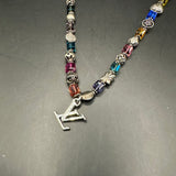 LV Pendant on Multi-color Swarovski Crystal Necklace