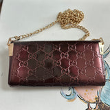 The Junco Wallet on Chain - Vintage Lovely Heart GG in Bordeaux