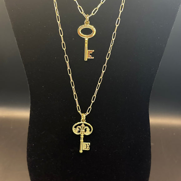 Authentic LV Key on Gold-Filled Paperclip Chain Necklace