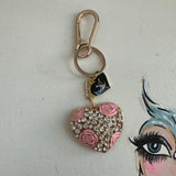 Upcycled LV Heart Bag Charm Set