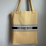 The Dior Tote Bag - Tan Canvas with Navy