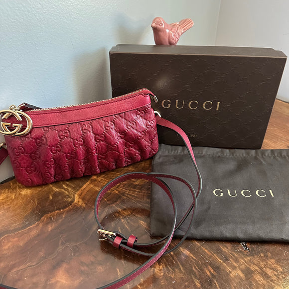 The Junco Crossbody - Gucci Guccisima Leather in Deep Red