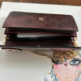 The Junco Wallet on Chain - Vintage Lovely Heart GG in Bordeaux