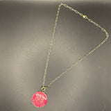 Large Hot Pink LV Trunks & Bags Zipper Pull on Gold-Filled Paperclip Chain Necklace