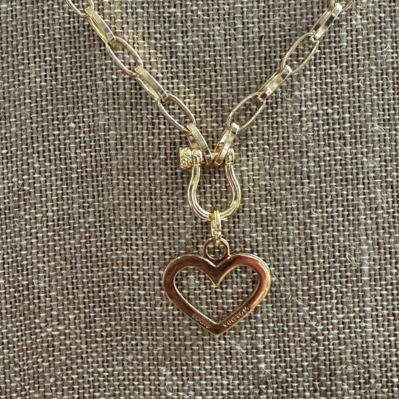 Repurposed LV Heart Charm Necklace