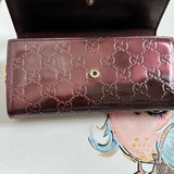 The Junco Wallet on Chain - Vintage Lovely Heart GG in Bordeaux