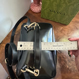 The Junco Crossbody/Clutch - Larger Vintage Gucci Bamboo Cosmetic Bag in Black Leather